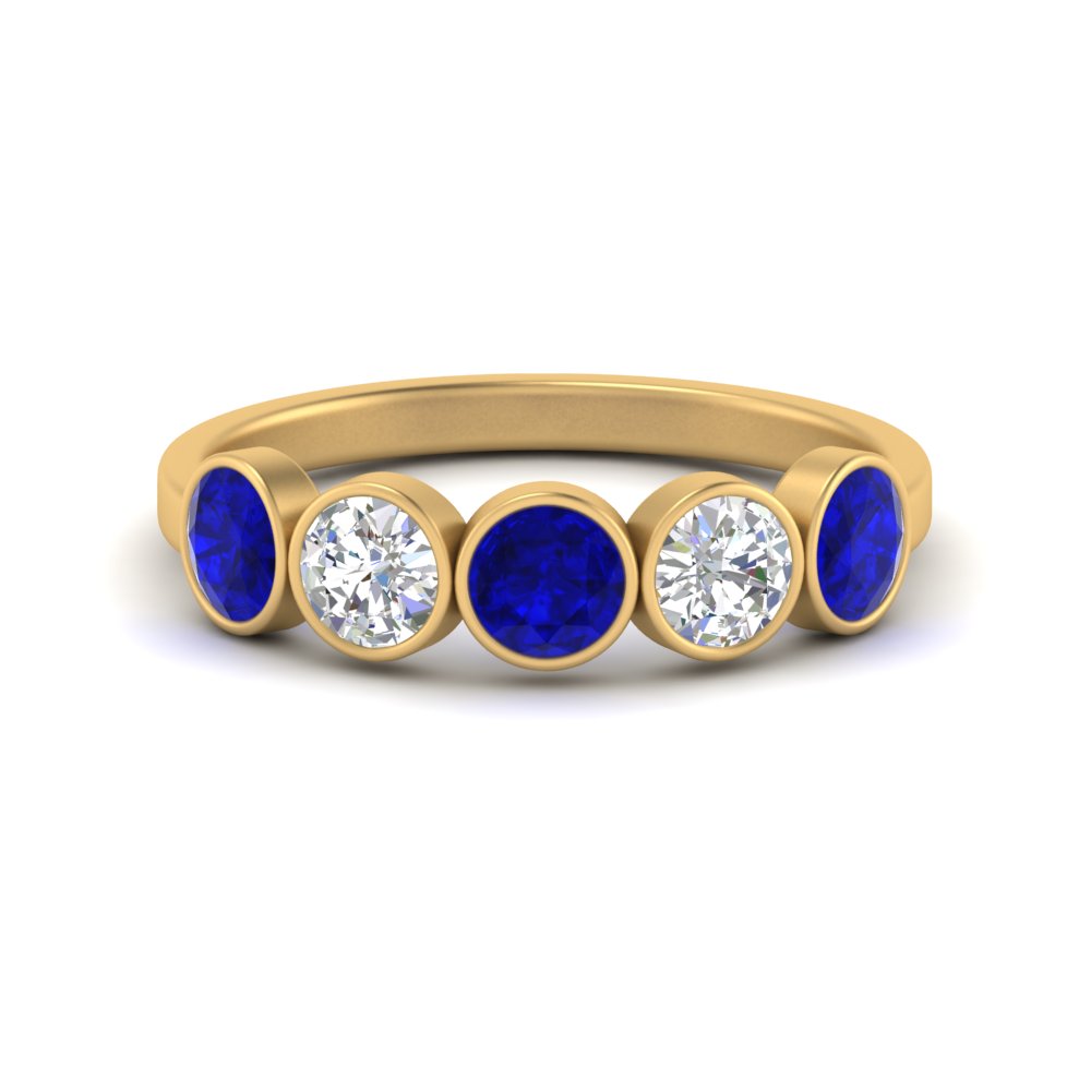 bezel-set-5-round-sapphire-wedding-ring-1.50-carat-in-FD10558B-0.30CTGSABL-NL-YG