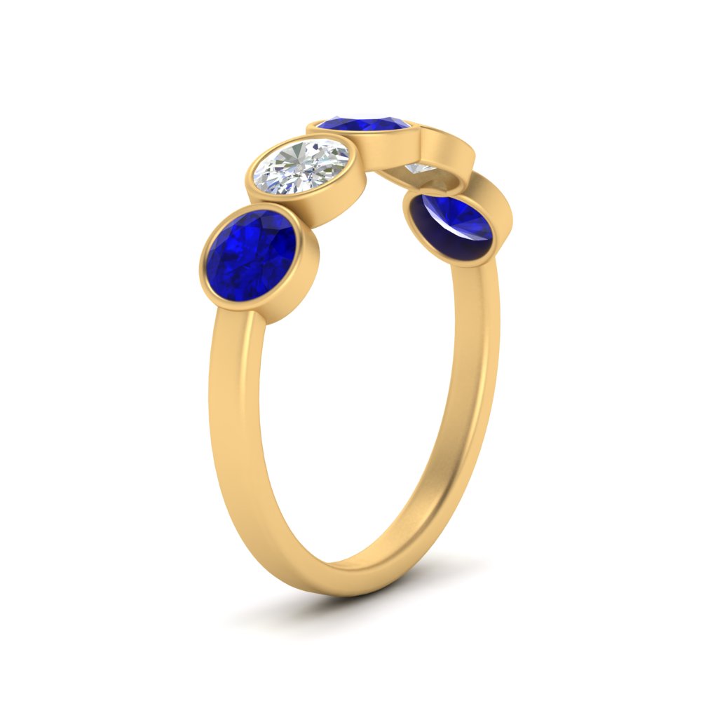 bezel-set-5-round-sapphire-wedding-ring-1.50-carat-in-FD10558B-0.30CTGSABL-NL-YG