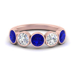 Load image into Gallery viewer, bezel-set-5-round-sapphire-wedding-ring-2-ct.-in-FD10558B-0.50CTGSABL-NL-RG
