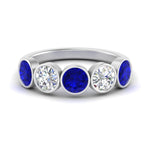 Load image into Gallery viewer, bezel-set-5-round-sapphire-wedding-ring-2-ct.-in-FD10558B-0.50CTGSABL-NL-WG
