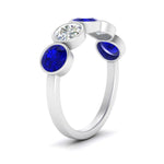 Load image into Gallery viewer, bezel-set-5-round-sapphire-wedding-ring-2-ct.-in-FD10558B-0.50CTGSABL-NL-WG
