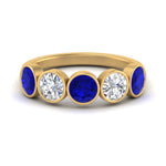 Load image into Gallery viewer, bezel-set-5-round-sapphire-wedding-ring-2-ct.-in-FD10558B-0.50CTGSABL-NL-YG
