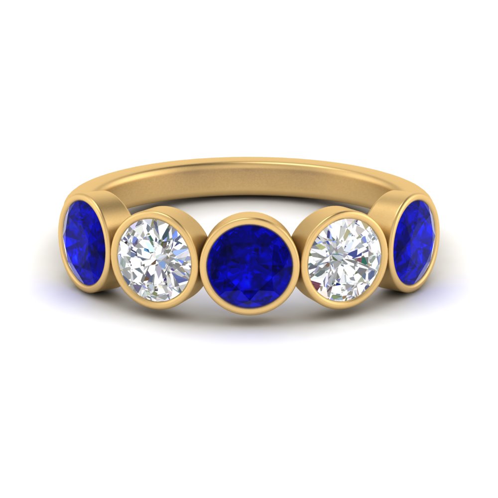 bezel-set-5-round-sapphire-wedding-ring-2-ct.-in-FD10558B-0.50CTGSABL-NL-YG