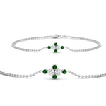 Load image into Gallery viewer, bezel-set-diamond-chain-bracelet-with-emerald-in-FDBRC9648GEMGRANGLE1-NL-WG

