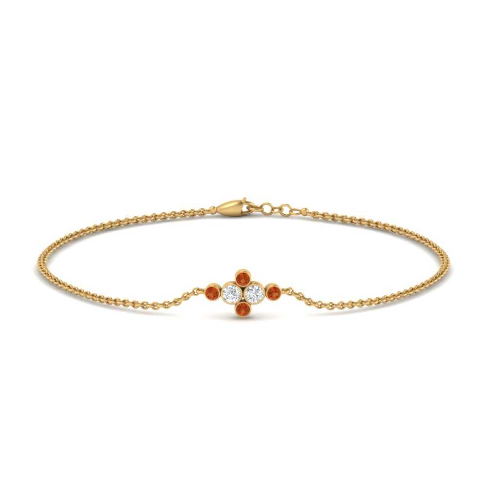bezel-set-diamond-chain-bracelet-with-orange-sapphire-in-FDBRC9648GSAORANGLE1-NL-YG