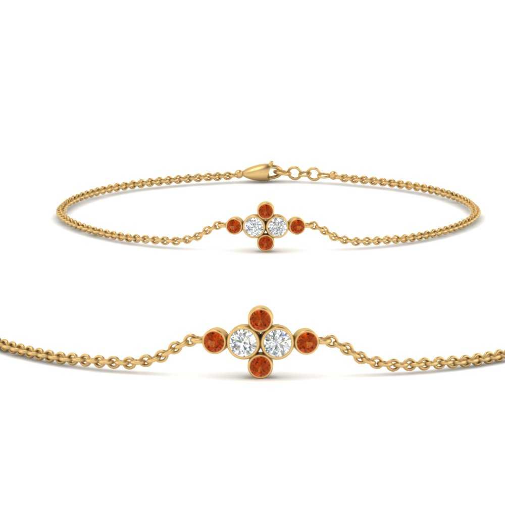 bezel-set-diamond-chain-bracelet-with-orange-sapphire-in-FDBRC9648GSAORANGLE1-NL-YG