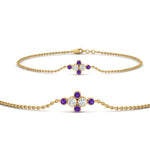 Load image into Gallery viewer, bezel-set-diamond-chain-bracelet-with-purple-topaz-in-FDBRC9648GVITOANGLE1-NL-YG
