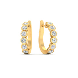 Bezel Set Diamond Hoop Earrings