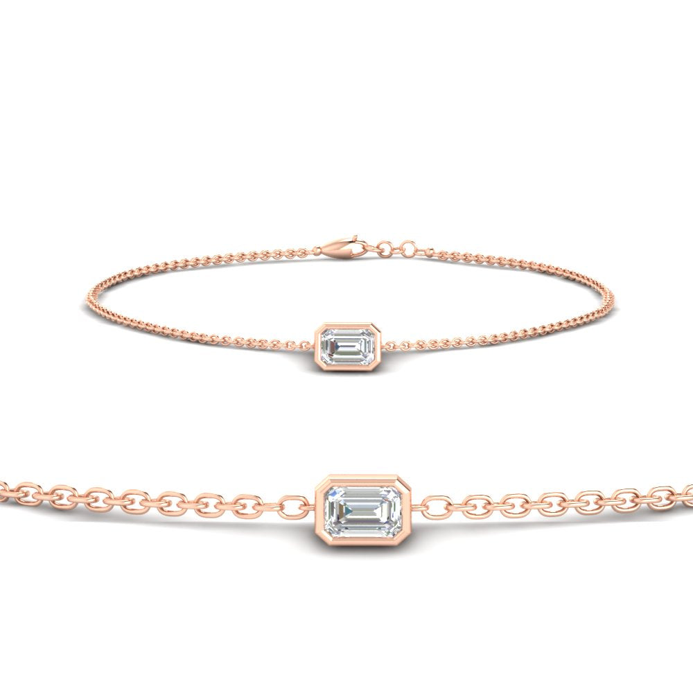 0.50 Ct. Emerald Bezel Set Chain Bracelet