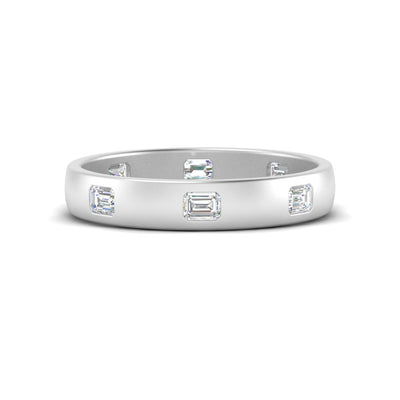 Bezel Set Emerald Cut Diamond Spaced Eternity Ring