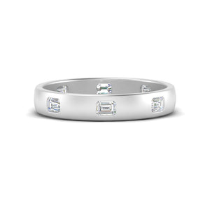 Bezel Set Emerald Cut Diamond Spaced Eternity Ring