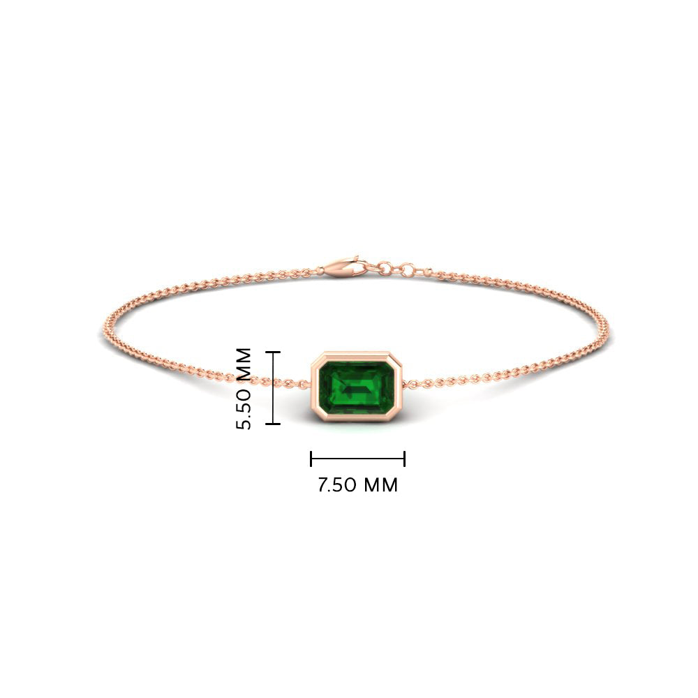 0.50 Ct. Emerald Bezel Set Chain Bracelet