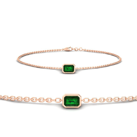 bezel-set-emerald-cut-emerald-chain-bracelet-0.50-carat-in-rose-gold-FDBRC11133EMGEMGR-0.50CT-NL-RG