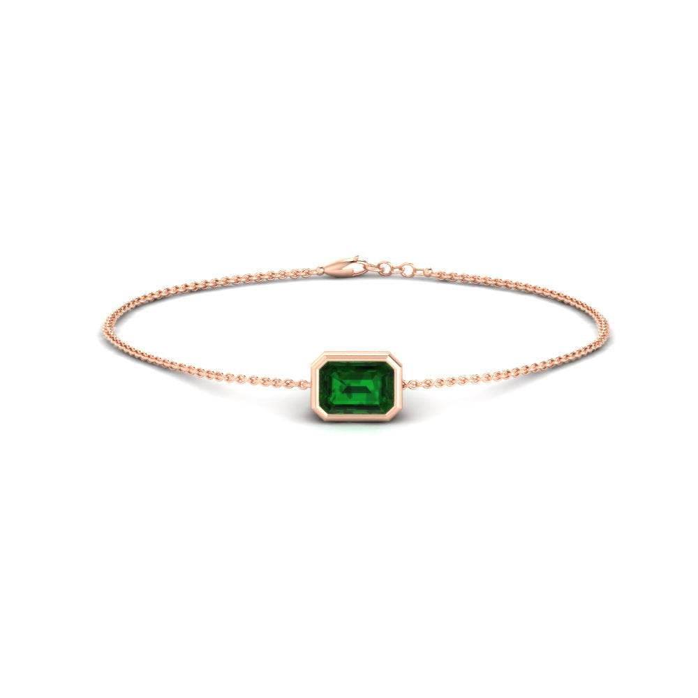 0.50 Ct. Emerald Bezel Set Chain Bracelet