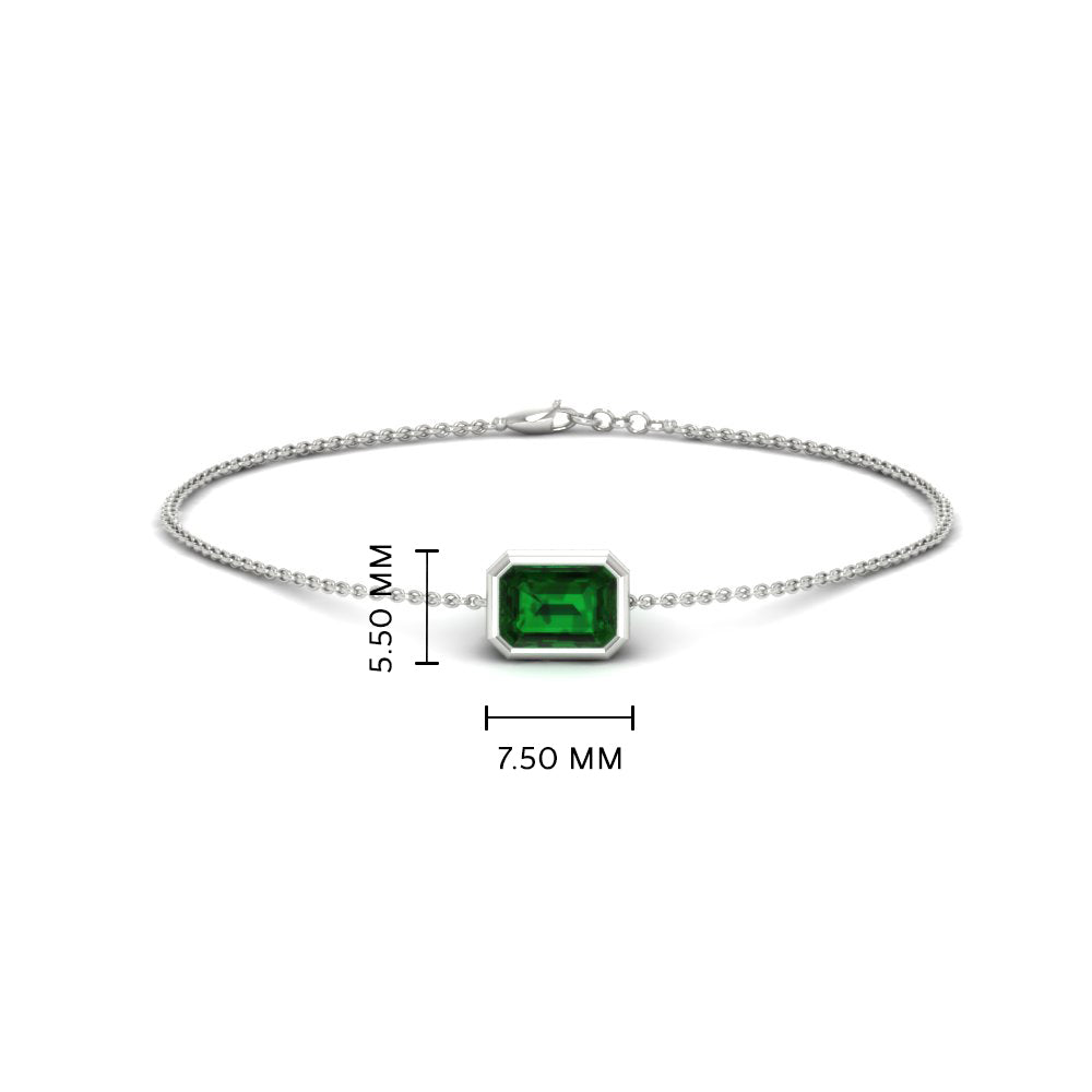 0.50 Ct. Emerald Bezel Set Chain Bracelet