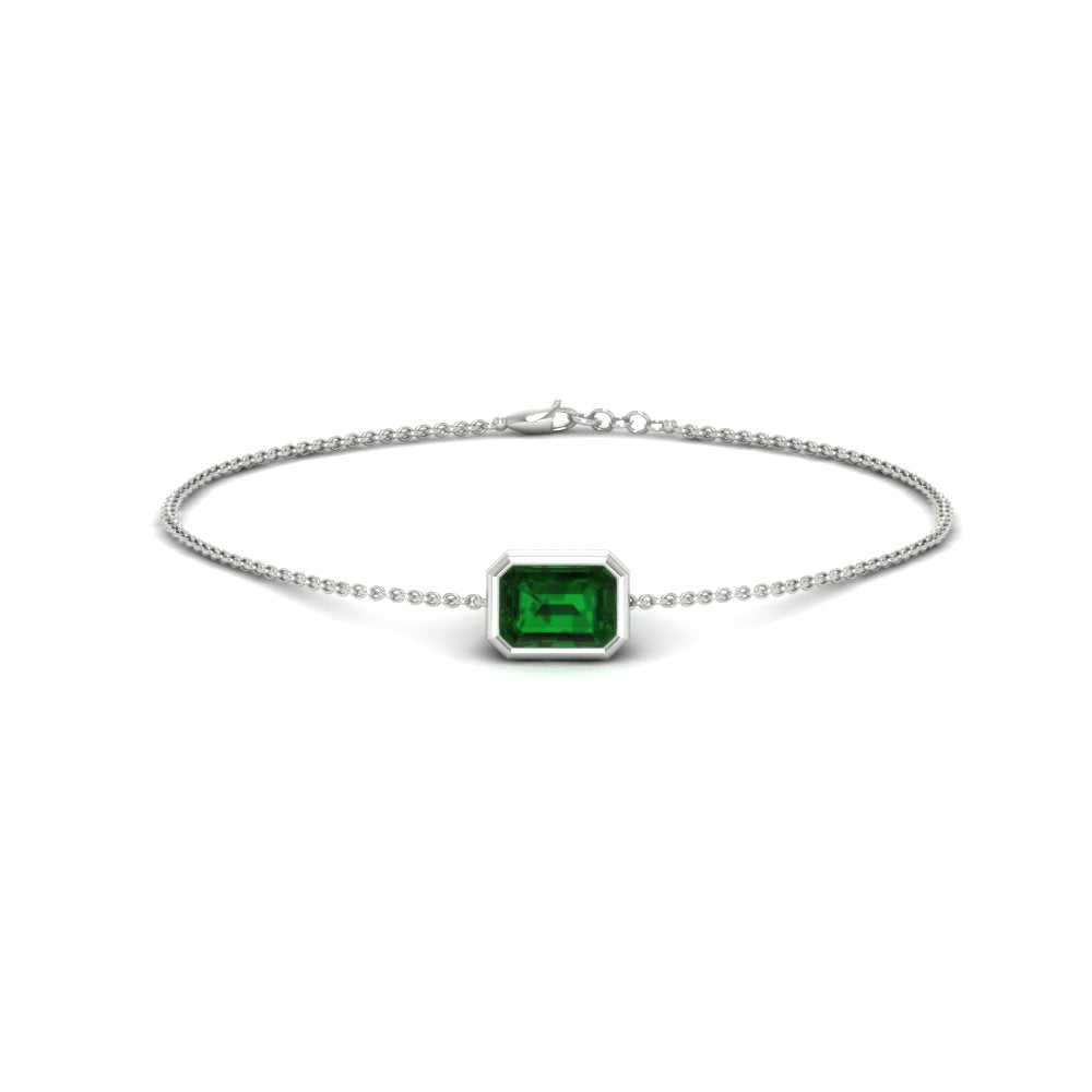 0.50 Ct. Emerald Bezel Set Chain Bracelet