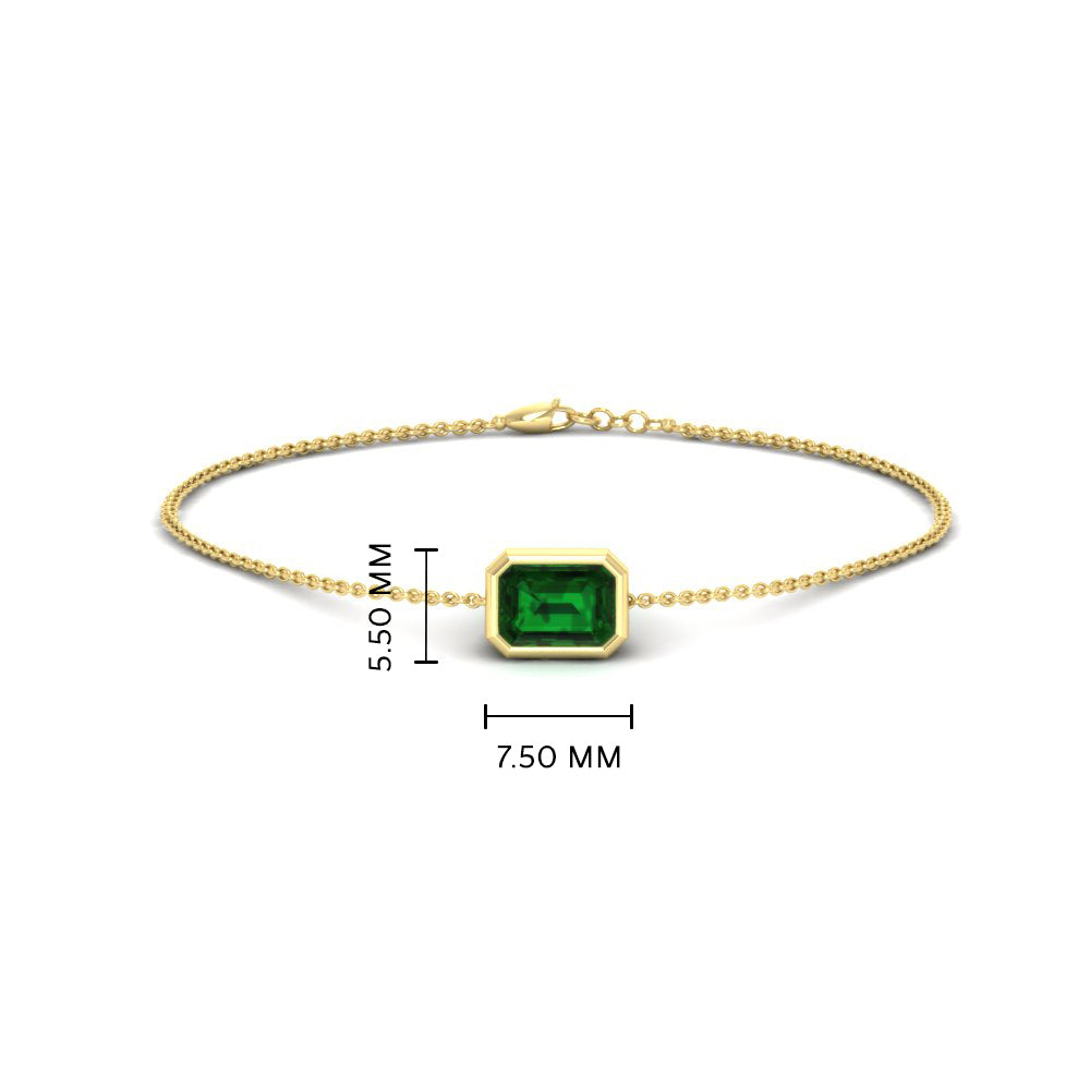 0.50 Ct. Emerald Bezel Set Chain Bracelet