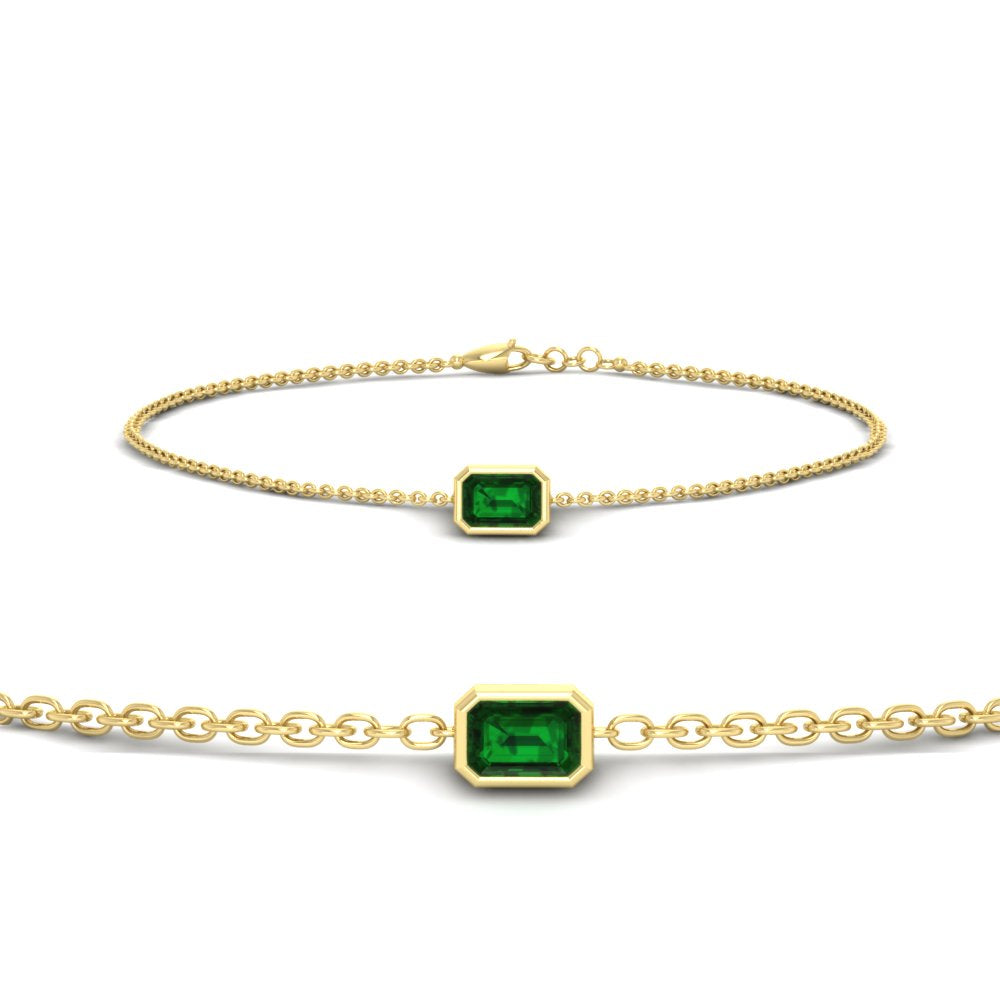 0.50 Ct. Emerald Bezel Set Chain Bracelet
