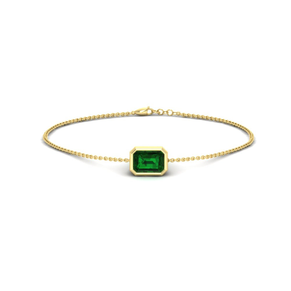 0.50 Ct. Emerald Bezel Set Chain Bracelet