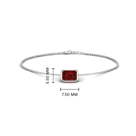 bezel-set-emerald-cut-ruby-chain-bracelet-0.50-carat-in-white-gold-FD-BRC11133EMGRUDRANGLE1-0.50CT-NL-WG-HW