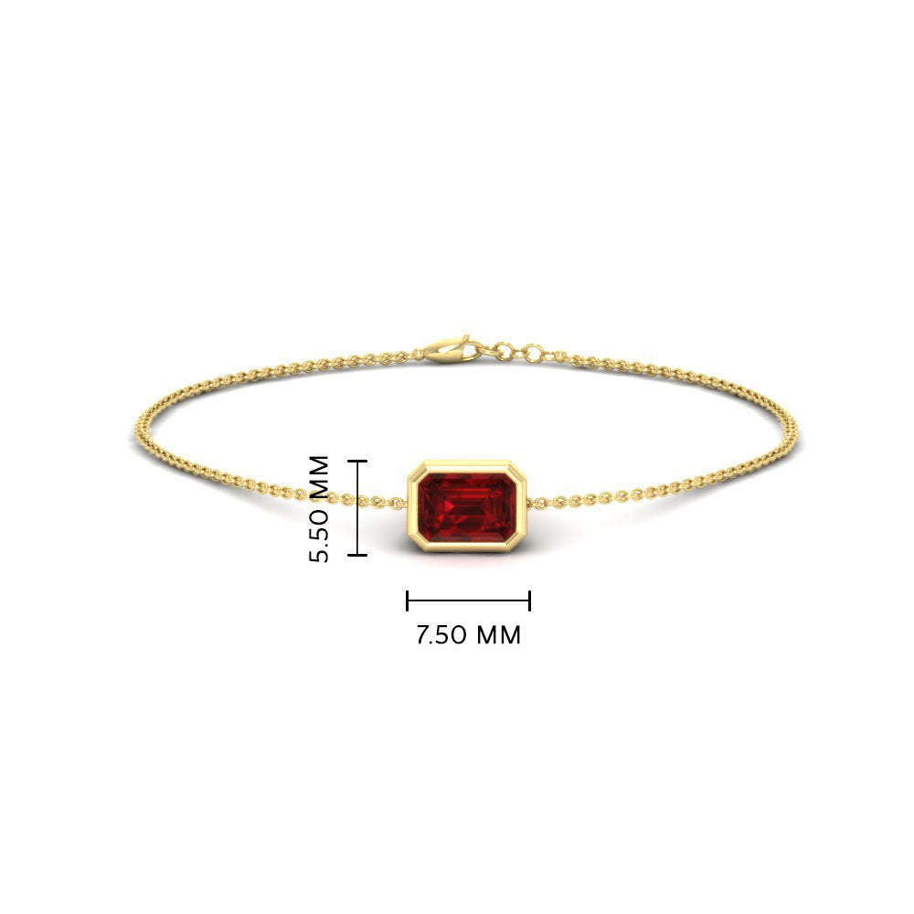 0.50 Ct. Emerald Bezel Set Chain Bracelet