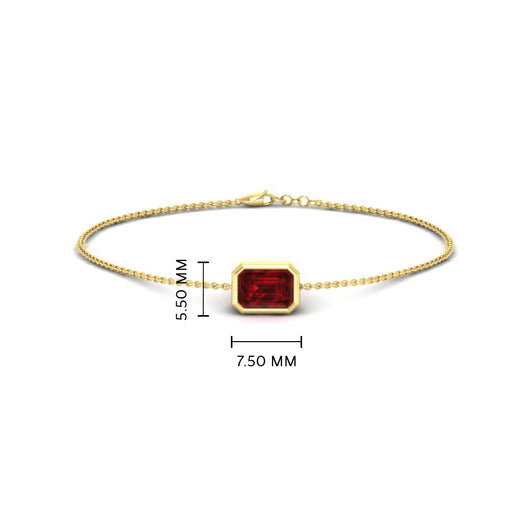 bezel-set-emerald-cut-ruby-chain-bracelet-0.50-carat-in-yellow-gold-FD-BRC11133EMGRUDRANGLE1-0.50CT-NL-YG-HW