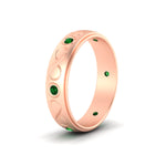 Load image into Gallery viewer, bezel-set-emerald-mens-wedding-band-in-rose-gold-fdm1284gemgrangle2-nl-rg
