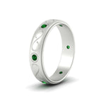 Load image into Gallery viewer, bezel-set-emerald-mens-wedding-band-in-white-gold-fdm1284gemgrangle2-nl-wg
