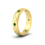 Load image into Gallery viewer, bezel-set-emerald-mens-wedding-band-in-yellow-gold-fdm1284gemgrangle2-nl-yg
