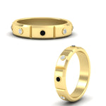 Load image into Gallery viewer, bezel-set-mens-diamond-band-with-black-diamond-in-yellow-gold-fdm123879gblackangle3-nl-yg
