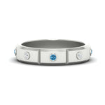 Load image into Gallery viewer, bezel-set-mens-diamond-band-with-blue-topaz-in-white-gold-fdm123879gicblto-nl-wg
