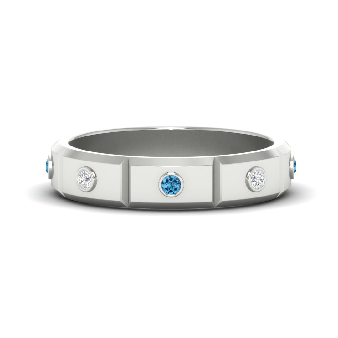 bezel-set-mens-diamond-band-with-blue-topaz-in-white-gold-fdm123879gicblto-nl-wg