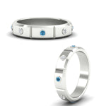 Load image into Gallery viewer, bezel-set-mens-diamond-band-with-blue-topaz-in-white-gold-fdm123879gicbltoangle3-nl-wg
