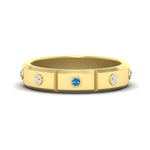 Load image into Gallery viewer, bezel-set-mens-diamond-band-with-blue-topaz-in-yellow-gold-fdm123879gicblto-nl-yg

