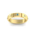 Load image into Gallery viewer, bezel-set-mens-diamond-band-with-blue-topaz-in-yellow-gold-fdm123879gicbltoangle5-nl-yg
