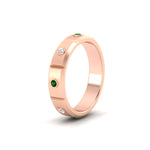 Load image into Gallery viewer, bezel-set-mens-diamond-band-with-emerald-in-rose-gold-fdm123879gemgrangle2-nl-rg
