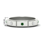 Load image into Gallery viewer, bezel-set-mens-diamond-band-with-emerald-in-white-gold-fdm123879gemgr-nl-wg-hw
