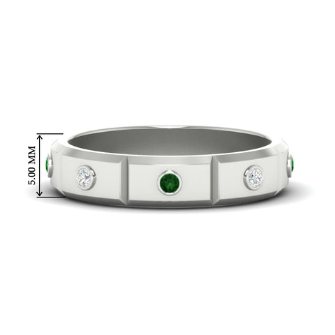 bezel-set-mens-diamond-band-with-emerald-in-white-gold-fdm123879gemgr-nl-wg-hw