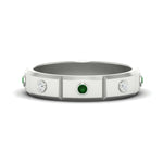 Load image into Gallery viewer, bezel-set-mens-diamond-band-with-emerald-in-white-gold-fdm123879gemgr-nl-wg
