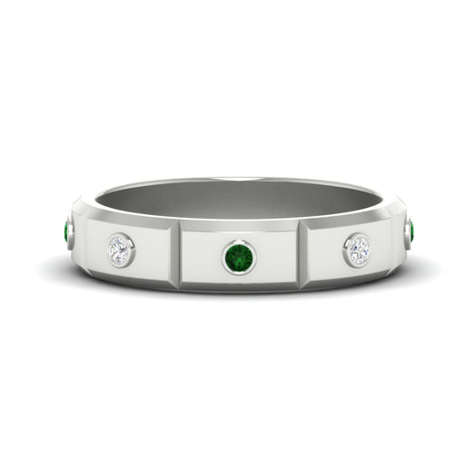bezel-set-mens-diamond-band-with-emerald-in-white-gold-fdm123879gemgr-nl-wg