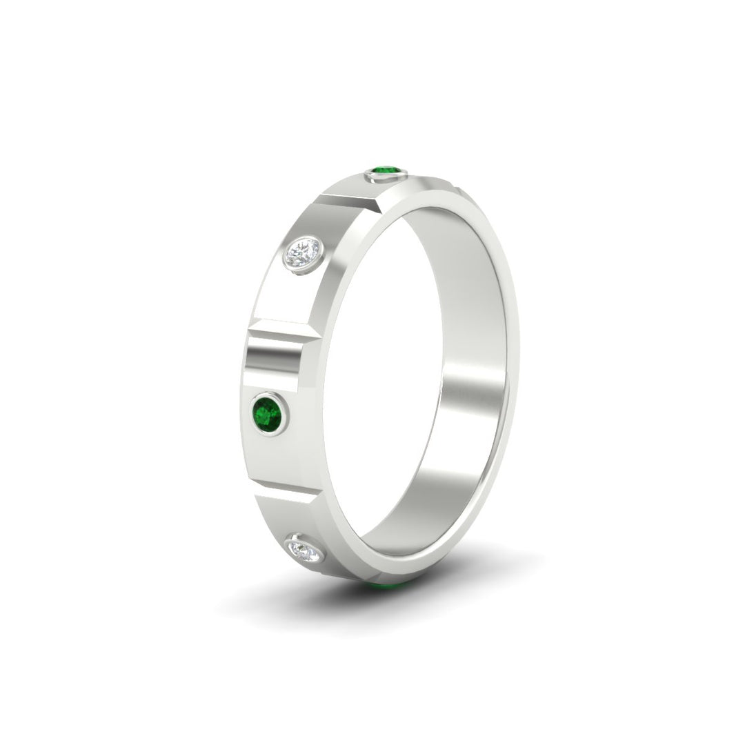 bezel-set-mens-diamond-band-with-emerald-in-white-gold-fdm123879gemgrangle2-nl-wg