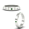 Load image into Gallery viewer, bezel-set-mens-diamond-band-with-emerald-in-white-gold-fdm123879gemgrangle3-nl-wg
