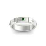 Load image into Gallery viewer, bezel-set-mens-diamond-band-with-emerald-in-white-gold-fdm123879gemgrangle5-nl-wg
