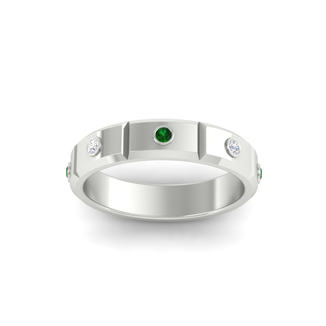 bezel-set-mens-diamond-band-with-emerald-in-white-gold-fdm123879gemgrangle5-nl-wg
