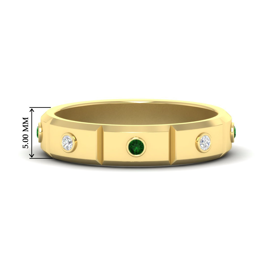 bezel-set-mens-diamond-band-with-emerald-in-yellow-gold-fdm123879gemgr-nl-yg-hw
