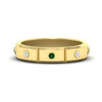 Load image into Gallery viewer, bezel-set-mens-diamond-band-with-emerald-in-yellow-gold-fdm123879gemgr-nl-yg
