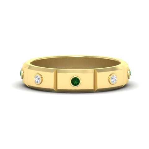 bezel-set-mens-diamond-band-with-emerald-in-yellow-gold-fdm123879gemgr-nl-yg