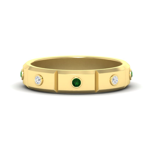 bezel-set-mens-diamond-band-with-emerald-in-yellow-gold-fdm123879gemgr-nl-yg