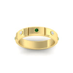 Load image into Gallery viewer, bezel-set-mens-diamond-band-with-emerald-in-yellow-gold-fdm123879gemgrangle5-nl-yg
