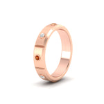 Load image into Gallery viewer, bezel-set-mens-diamond-band-with-orange-sapphire-in-rose-gold-fdm123879gsaorangle2-nl-rg
